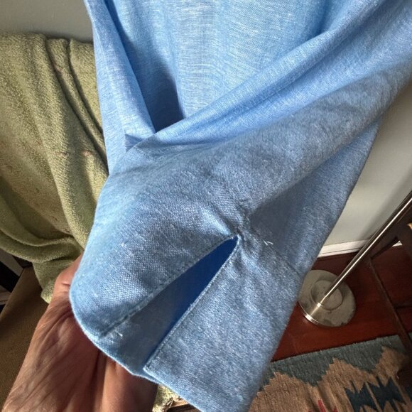 Lands End Womens Light Blue Linen-Blend Tunic Top XL With V-Neck & Side Slits - Picture 6 of 12